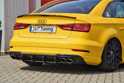 Gefräster Heckansatz Audi A3, 8V, S-Line + S3, Limousine Schwarz Glanz