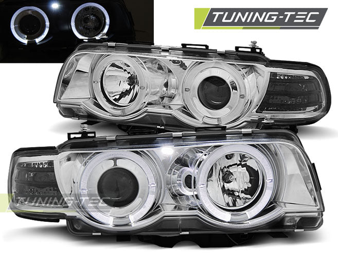 Tuning-Tec LED Angel Eyes Scheinwerfer für BMW 7er E38 Facelift 98-01 chrom