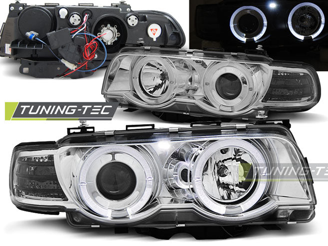 Tuning-Tec Xenon CCFL Angel Eyes Scheinwerfer für BMW 7er E38 98-01 Chrom