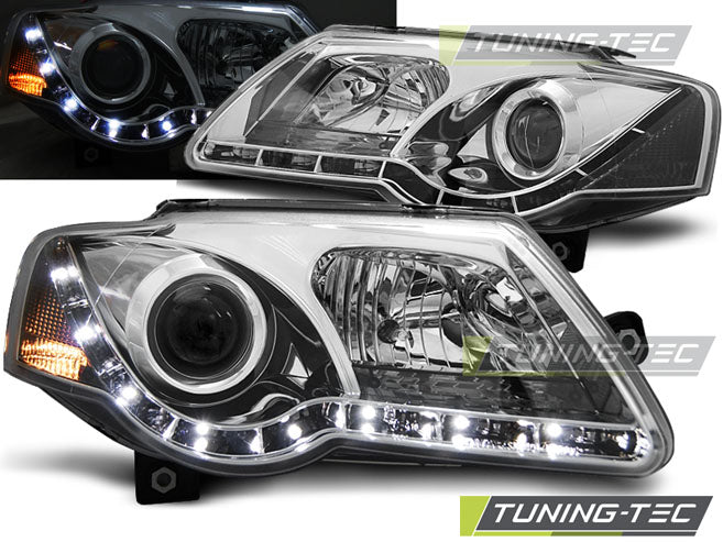 Tuning-Tec LED Tagfahrlicht Scheinwerfer für VW Passat 3C B6 05-10 chrom