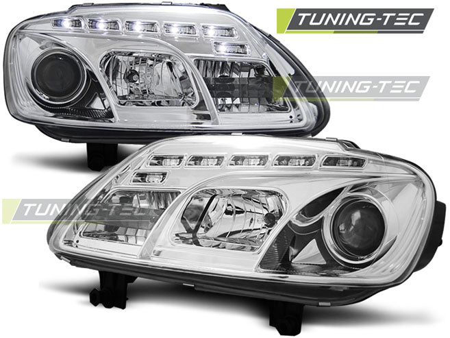 Tuning-Tec LED Tagfahrlicht Scheinwerfer für VW Touran 1T / Caddy 03-06 chrom
