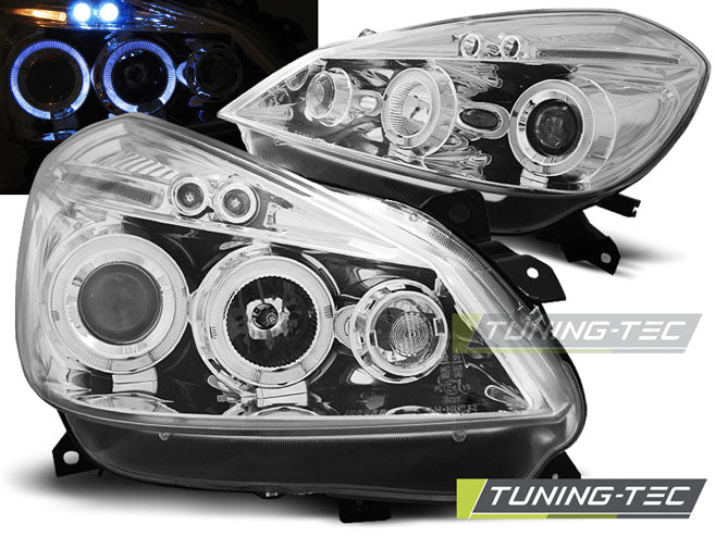 Tuning-Tec LED Angel Eyes Scheinwerfer für Renault Clio 3 05-09 chrom