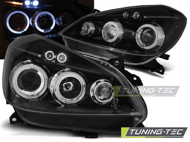 Tuning-Tec LED Angel Eyes Scheinwerfer für Renault Clio 3 05-09 schwarz