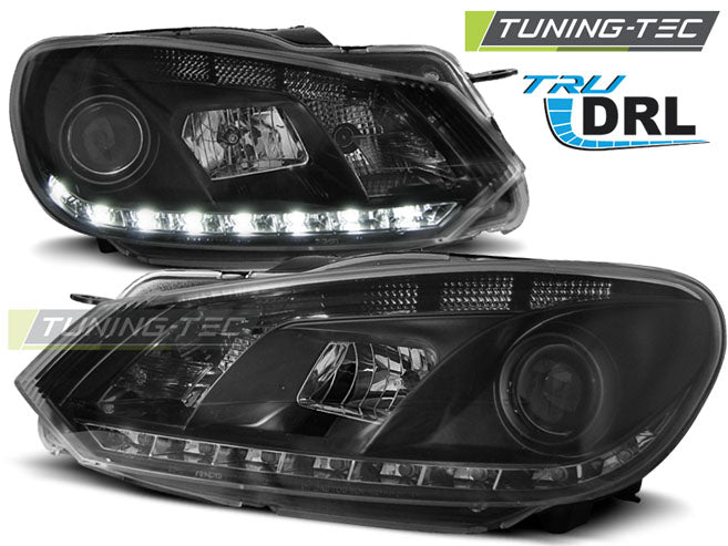 Tuning-Tec LED Tagfahrlicht Scheinwerfer für VW Golf 6 08-12 schwarz