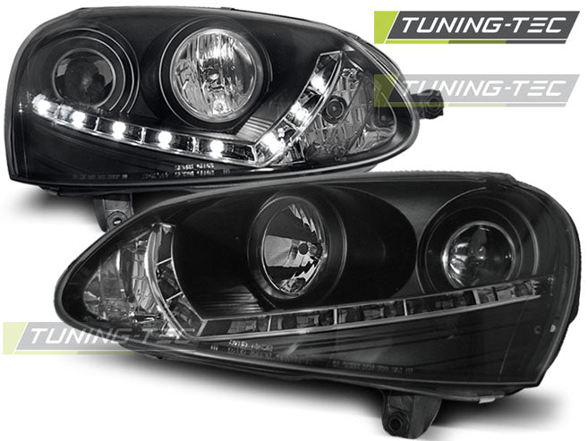 Tuning-Tec LED Tagfahrlicht Scheinwerfer für VW Golf 5 03-09 schwarz