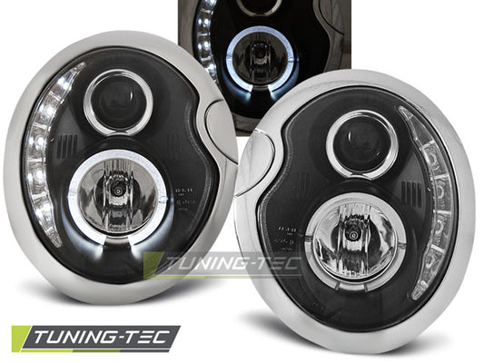 Tuning-Tec LED Tagfahrlicht Scheinwerfer für Mini Cooper 01-06 schwarz