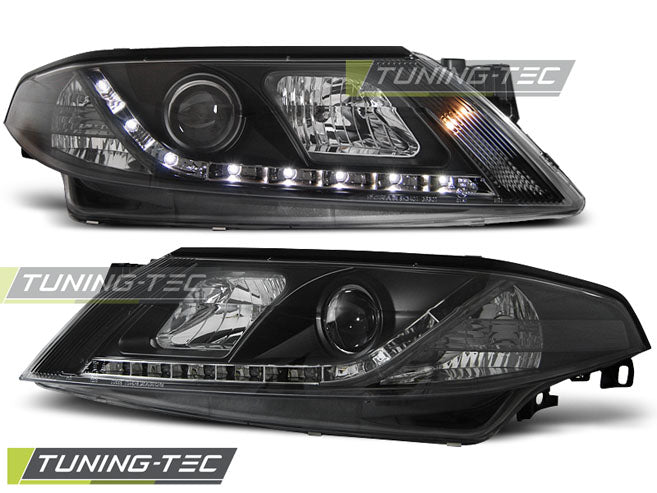 Tuning-Tec LED Tagfahrlicht Scheinwerfer für Renault Laguna 2 01-05 schwarz