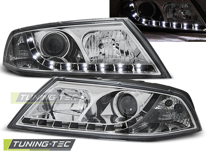 Tuning-Tec Xenon LED Tagfahrlicht Scheinwerfer für Skoda Octavia 2 (1Z) 04-08 chrom