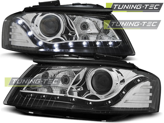 Tuning-Tec LED Tagfahrlicht Scheinwerfer für Audi A3 8P 04-08 schwarz