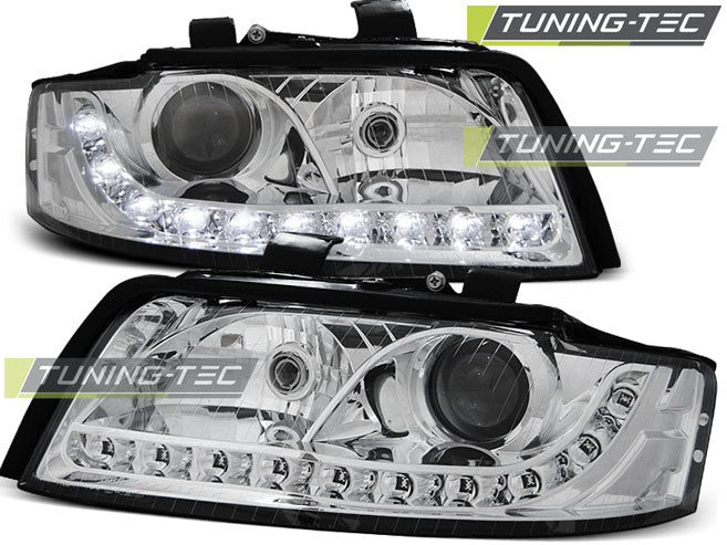 Tuning-Tec LED Tagfahrlicht Scheinwerfer für Audi A4 B6 00-04 chrom