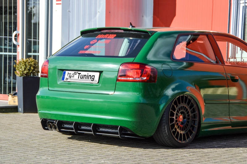 Gefräster Heckansatz Audi A3 8P, 8PA Sportback Facelift Schwarz Matt