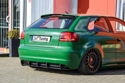 Gefräster Heckansatz Audi A3 8P, 8PA Sportback Facelift Schwarz Matt