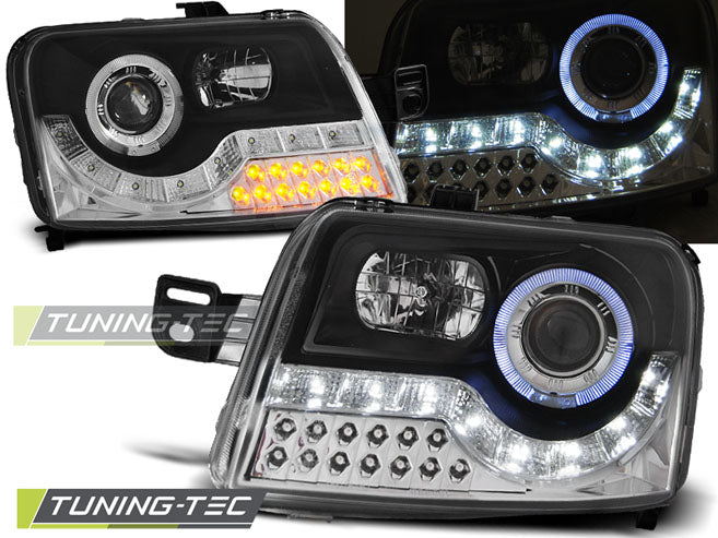 Tuning-Tec LED Tagfahrlicht Scheinwerfer für Fiat Panda 03-12 schwarz mit LED Blinker
