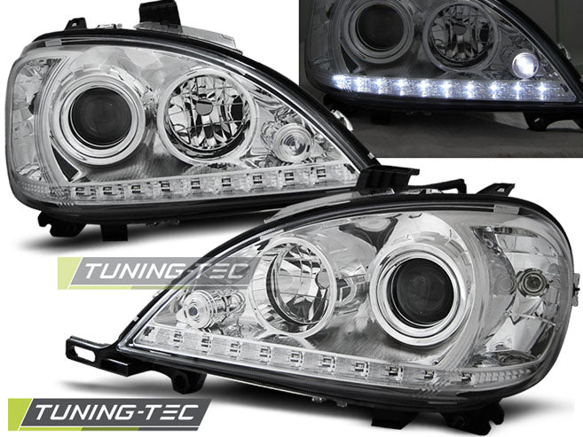 Tuning-Tec LED Tagfahrlicht Scheinwerfer für Mercedes Benz ML W163 01-05 chrom