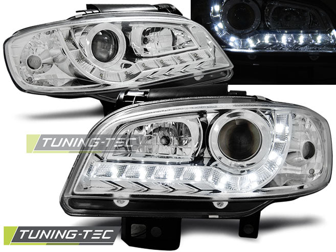 Tuning-Tec LED Tagfahrlicht Scheinwerfer für Seat Ibiza 6K / Cordoba 99-02 chrom