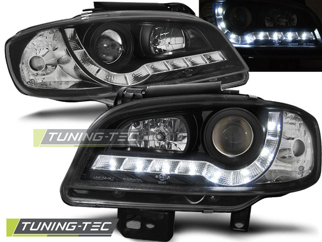 Tuning-Tec LED Tagfahrlicht Scheinwerfer für Seat Ibiza 6K / Cordoba 99-02 schwarz