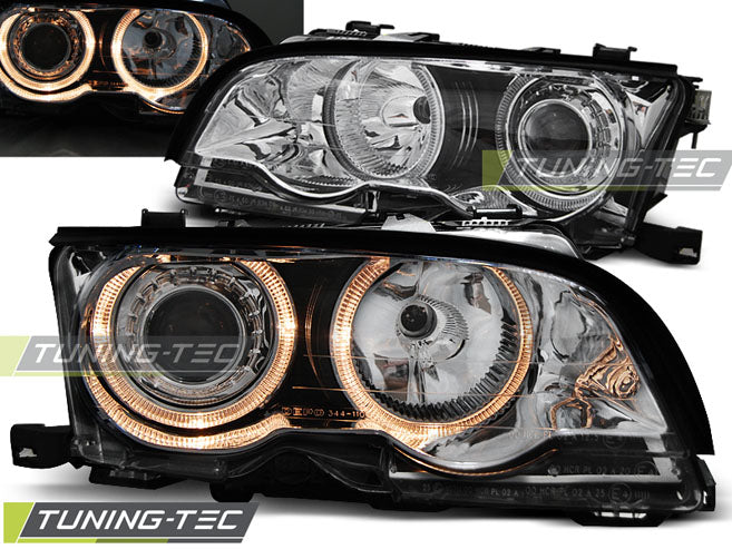Tuning-Tec LED Angel Eyes Scheinwerfer für BMW 3er E46 Coupe / Cabrio 01-03 chrom Set