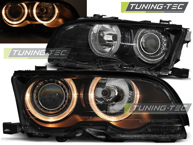 Tuning-Tec LED Angel Eyes Scheinwerfer für BMW 3er E46 Coupe / Cabrio 01-03 schwarz Set