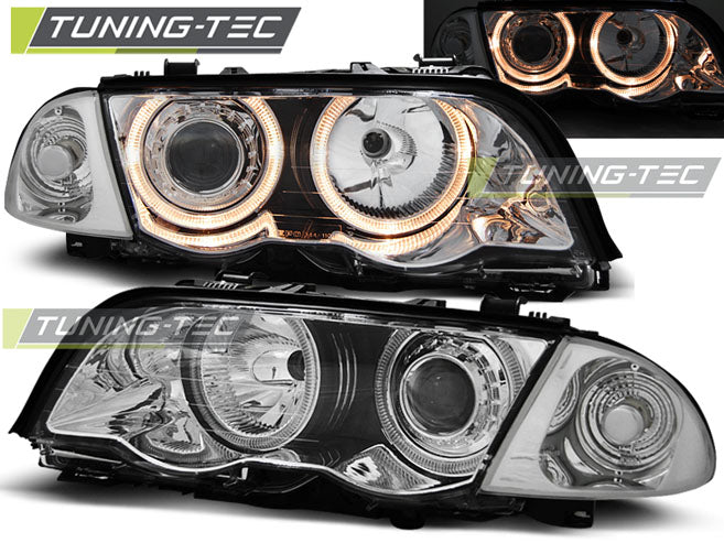 Tuning-Tec Angel Eyes Scheinwerfer für BMW 3er E46 98-01 chrom Set