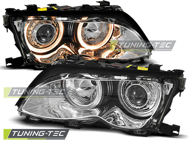 Tuning-Tec Angel Eyes Scheinwerfer für BMW 3er E46 01-05 chrom Set