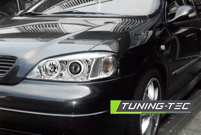 Tuning-Tec LED Angel Eyes Scheinwerfer für Opel Astra G 98-04 chrom