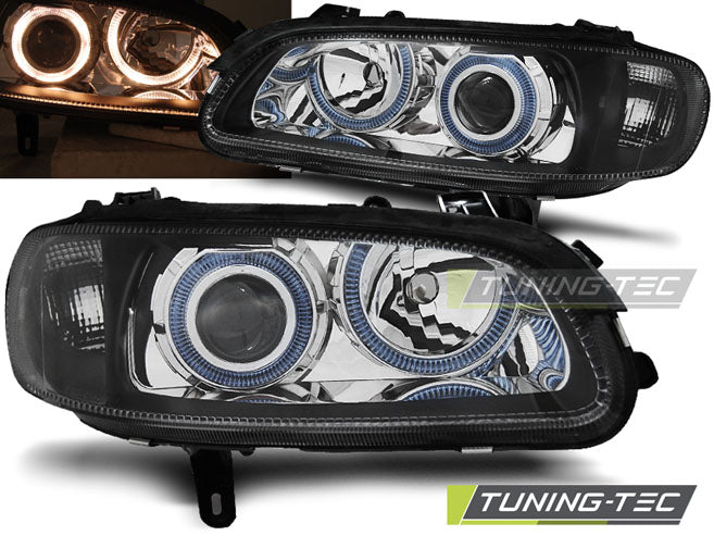 Tuning-Tec LED Angel Eyes Scheinwerfer für Opel Omega B 94-99 schwarz