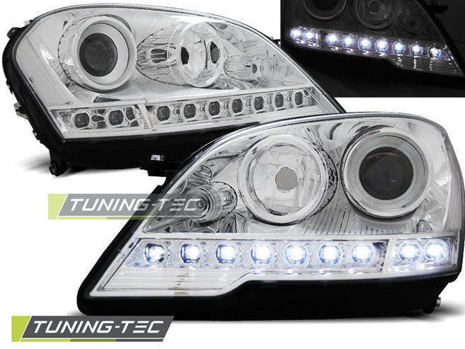 Tuning-Tec LED Tagfahrlicht Scheinwerfer für Mercedes Benz ML W164 Facelift 08-11 chrom