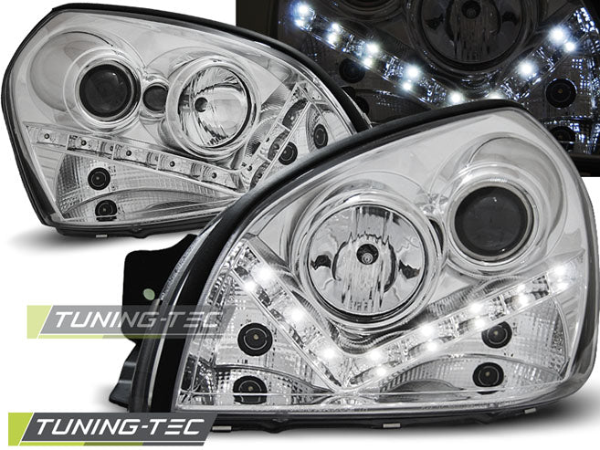 Tuning-Tec LED Tagfahrlicht Scheinwerfer für Hyundai Tucson 04-10 chrom