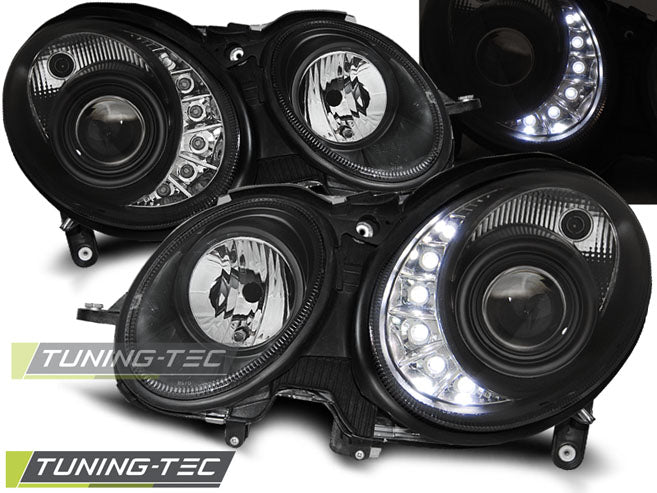 Tuning-Tec LED Tagfahrlicht Scheinwerfer für Mercedes Benz E-Klasse W211 06-09 schwarz
