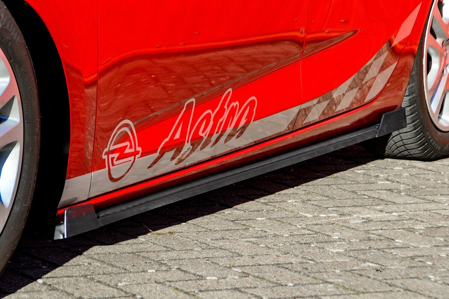Seitenschwellersatz mit Wing Opel Astra K, Schrägheck Schwarz Matt