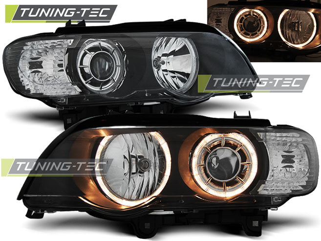 Tuning-Tec Xenon Angel Eyes Scheinwerfer für BMW X5 E53 99-03 schwarz