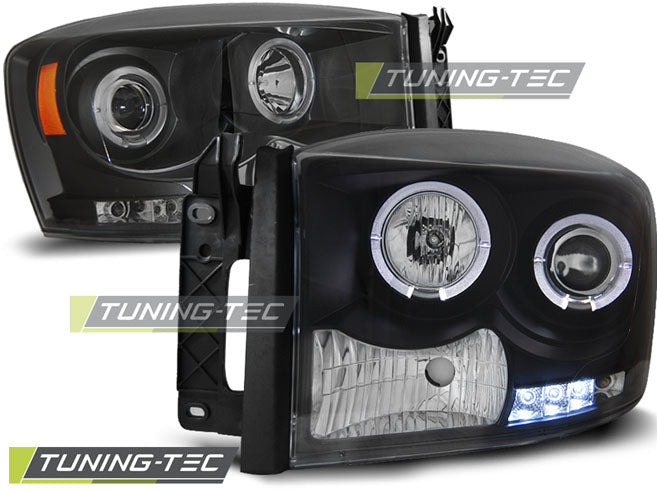Tuning-Tec LED Angel Eyes Scheinwerfer für Dodge RAM 06-08 schwarz
