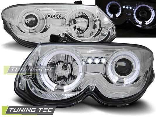 Tuning-Tec LED Angel Eyes Scheinwerfer für Chrysler 300M 99-04 chrom