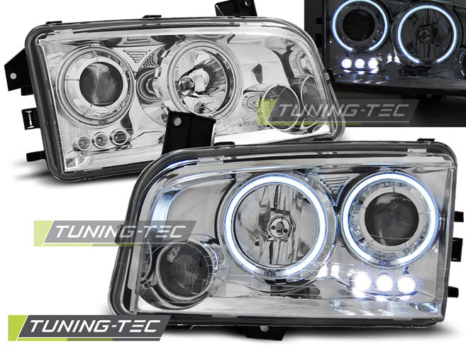 Tuning-Tec CCFL Angel Eyes Scheinwerfer für Dodge Charger LX 06-10 chrom