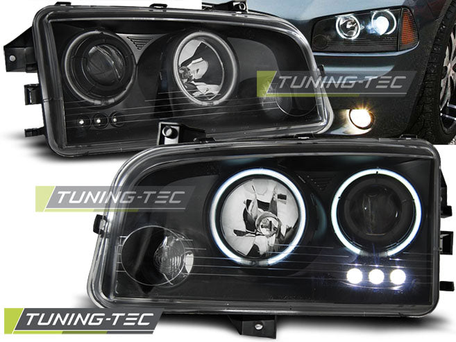 Tuning-Tec CCFL Angel Eyes Scheinwerfer für Dodge Charger LX 06-10 schwarz