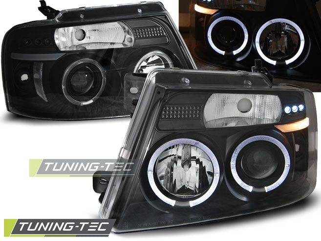 Tuning-Tec LED Angel Eyes Scheinwerfer für Ford F150 MK11 04-08 schwarz