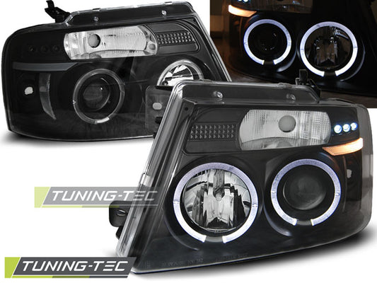 Tuning-Tec LED Angel Eyes Scheinwerfer für Ford F150 MK11 04-08 schwarz