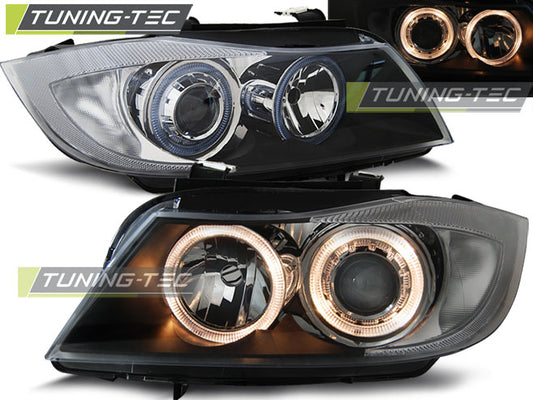 Tuning-Tec Angel Eyes Scheinwerfer für BMW 3er E90/E91 05-08 schwarz
