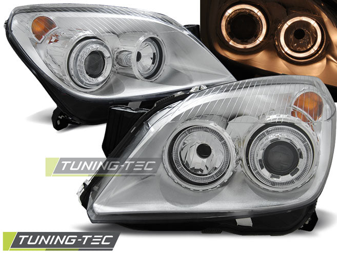 Tuning-Tec Angel Eyes Scheinwerfer für Opel Astra H 04-09 chrom