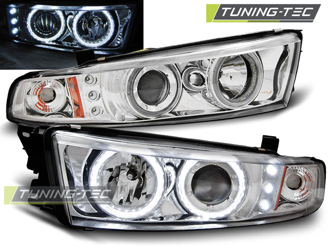 Tuning-Tec CCFL Angel Eyes Scheinwerfer für Mitsubishi Galant EA0 96-06 chrom
