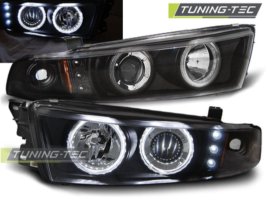 Tuning-Tec CCFL Angel Eyes Scheinwerfer für Mitsubishi Galant EA0 96-06 schwarz