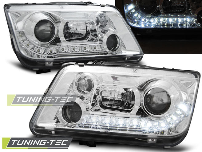 Tuning-Tec LED Tagfahrlicht Scheinwerfer für VW Bora 98-05 chrom