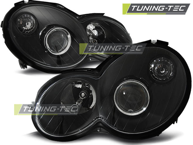 Tuning-Tec Klarglas Scheinwerfer für Mercedes Benz Sportcoupe CL203 01-04 / CL203 Facelift 04-08 schwarz