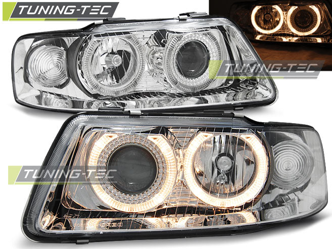Tuning-Tec Angel Eyes Scheinwerfer für Audi A3 8L Facelift 00-03 chrom
