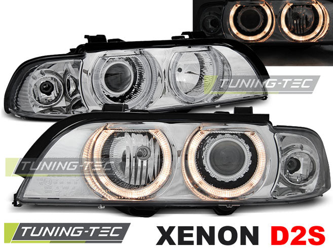 Tuning-Tec Xenon Angel Eyes Scheinwerfer für BMW 5er E39 95-00 chrom