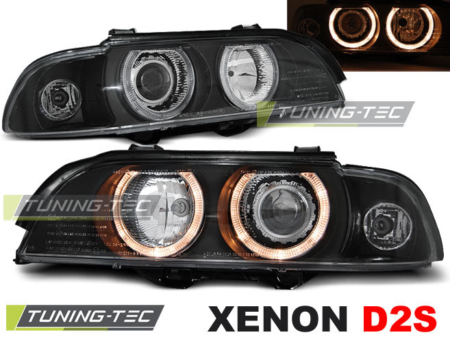Tuning-Tec Xenon Angel Eyes Scheinwerfer für BMW 5er E39 95-00 schwarz