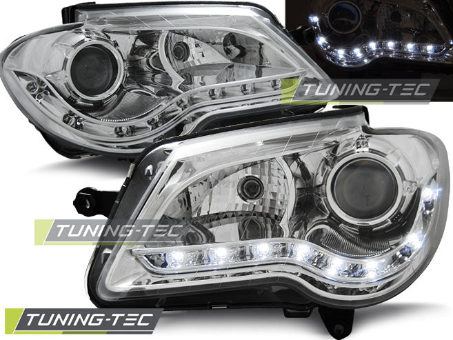 Tuning-Tec LED Tagfahrlicht Scheinwerfer für VW Touran 1T GP (Facelift) 06-10 chrom