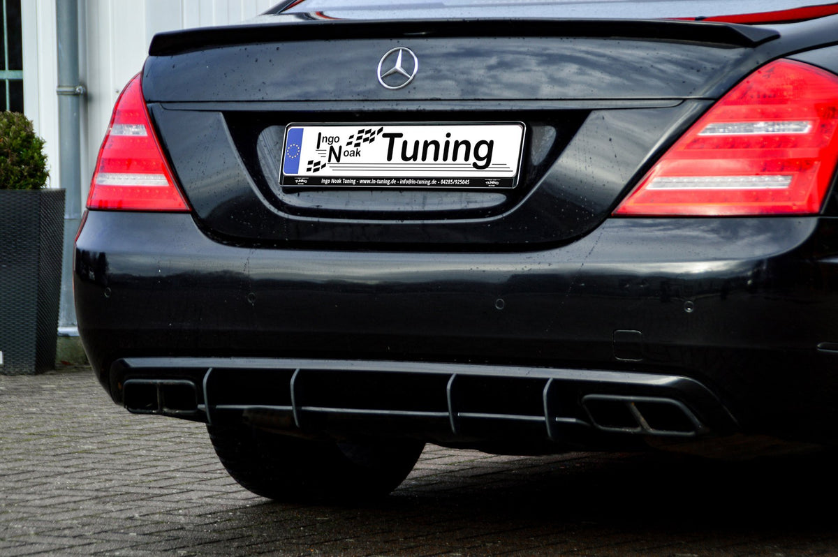 Gefräster Heckansatz Mercedes Benz S-Klasse, W221 Bj.: 2009-2013 Schwarz Matt