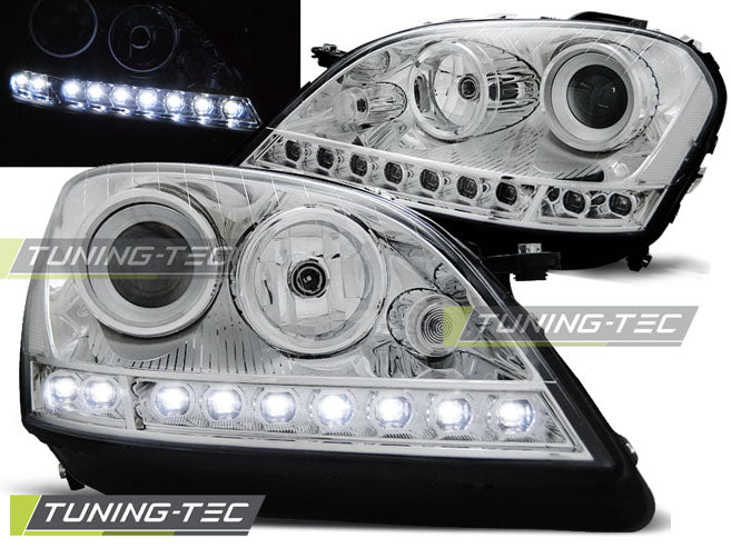 Tuning-Tec LED Tagfahrlicht Scheinwerfer für Mercedes Benz ML W164 05-07 chrom