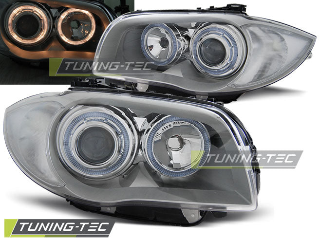 Tuning-Tec Angel Eyes Scheinwerfer für BMW 1er E81, E82, E87, E88 04-11 chrom